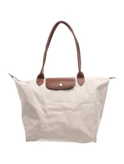 Pre-owned Longchamp Nylon Tote In Neutrals