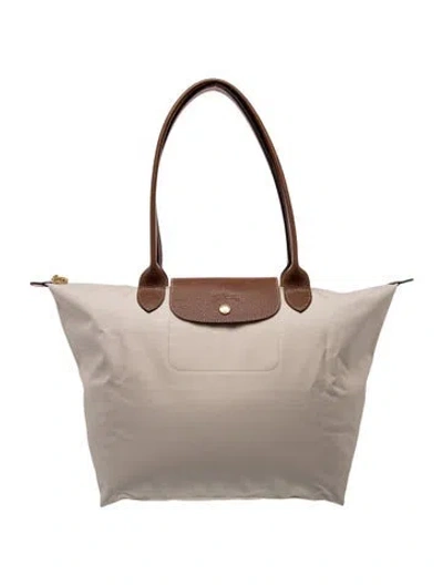 Pre-owned Longchamp Nylon Tote In Neutrals