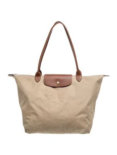 Pre-owned Longchamp Nylon Tote In Neutrals