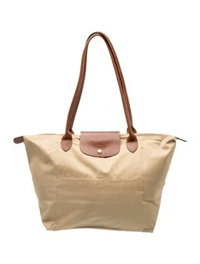Pre-owned Longchamp Nylon Tote In Neutrals