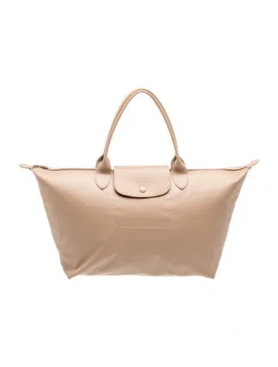 Pre-owned Longchamp Nylon Tote In Neutrals