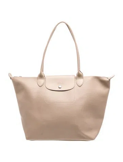 Pre-owned Longchamp Nylon Tote In Neutrals