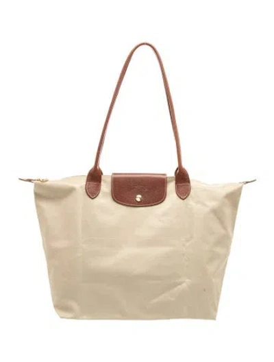 Pre-owned Longchamp Nylon Tote In Neutrals