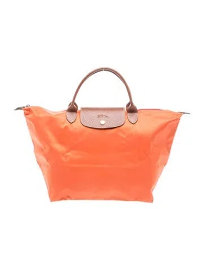 Pre-owned Longchamp Nylon Tote In Orange