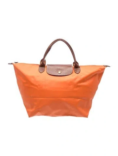 Pre-owned Longchamp Nylon Tote In Orange