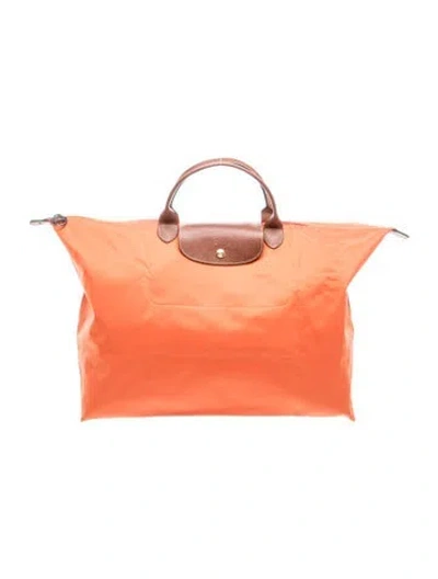 Pre-owned Longchamp Nylon Tote In Orange