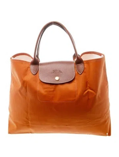 Pre-owned Longchamp Nylon Tote In Orange