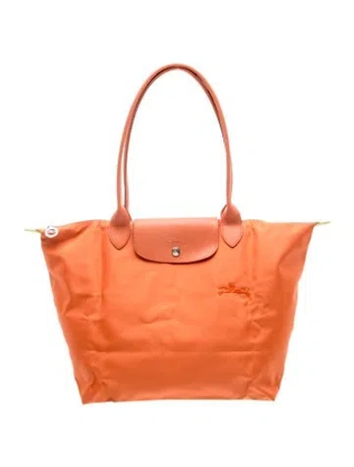 Pre-owned Longchamp Nylon Tote In Orange
