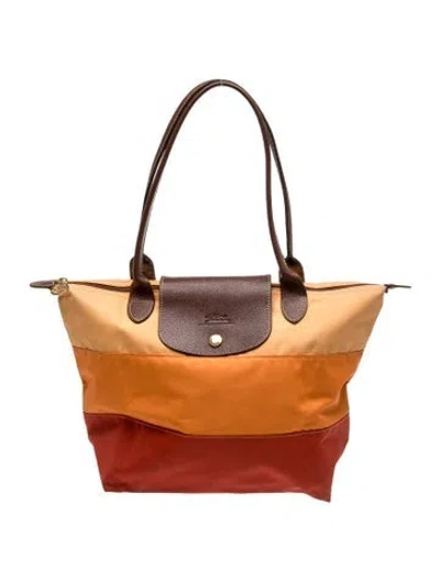 Pre-owned Longchamp Nylon Tote In Orange