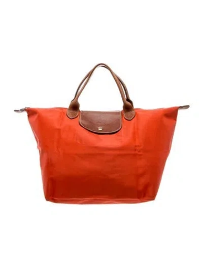Pre-owned Longchamp Nylon Tote In Orange