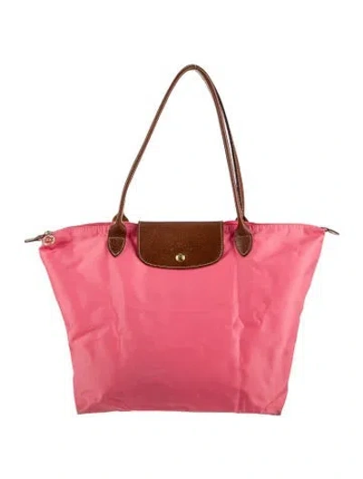 Pre-owned Longchamp Nylon Tote In Pink