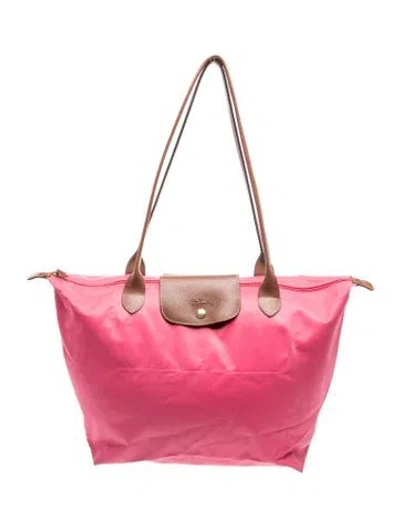 Pre-owned Longchamp Nylon Tote In Pink