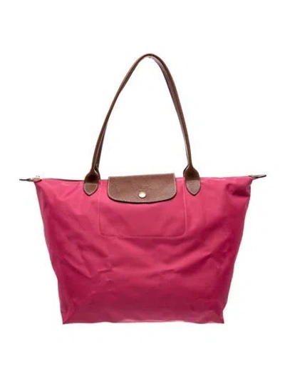 Pre-owned Longchamp Nylon Tote In Pink