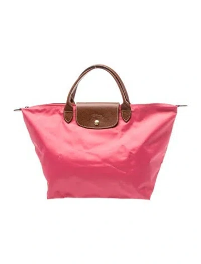 Pre-owned Longchamp Nylon Tote In Pink