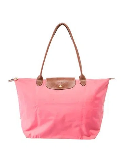 Pre-owned Longchamp Nylon Tote In Pink