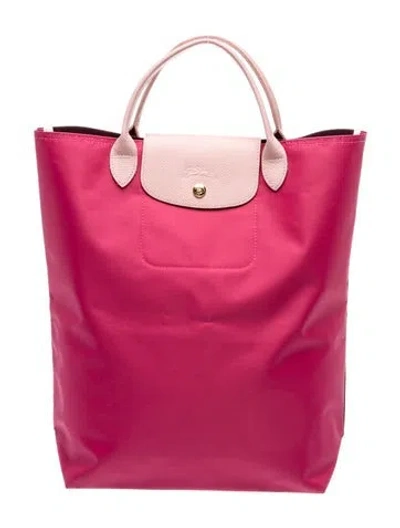 Pre-owned Longchamp Nylon Tote In Pink