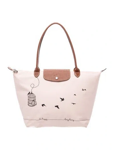 Pre-owned Longchamp Nylon Tote In Pink