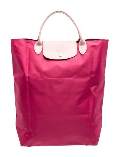 Pre-owned Longchamp Nylon Tote In Pink