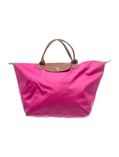 Pre-owned Longchamp Nylon Tote In Pink