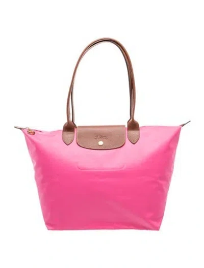 Pre-owned Longchamp Nylon Tote In Pink