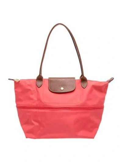 Pre-owned Longchamp Nylon Tote In Pink