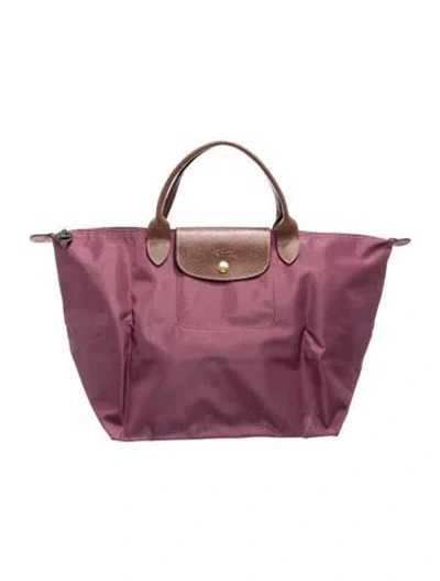 Pre-owned Longchamp Nylon Tote In Purple