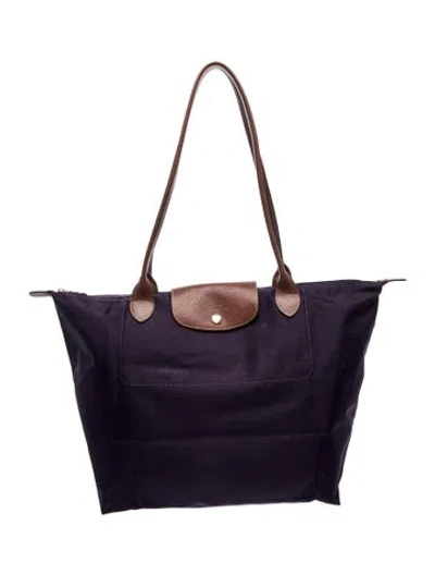 Pre-owned Longchamp Nylon Tote In Purple