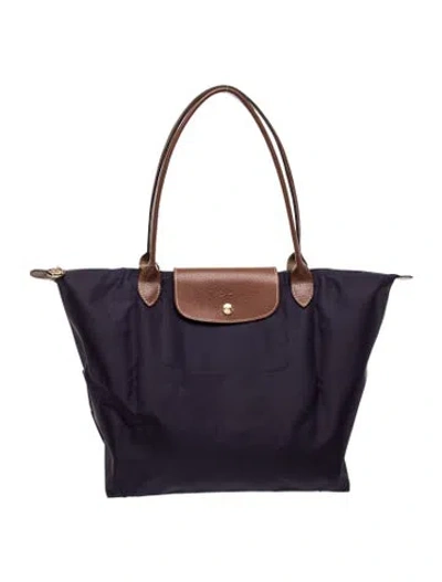 Pre-owned Longchamp Nylon Tote In Purple