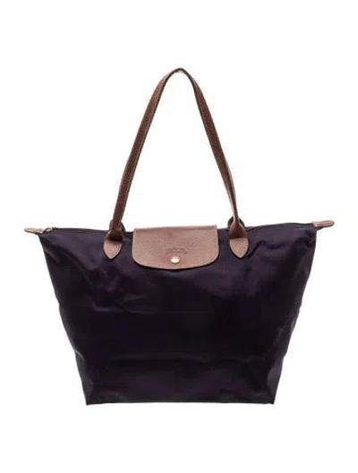 Pre-owned Longchamp Nylon Tote In Purple