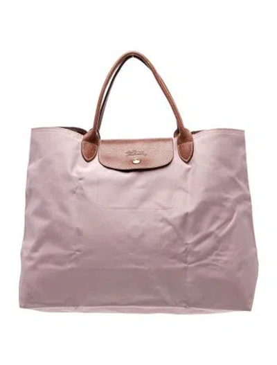 Pre-owned Longchamp Nylon Tote In Purple