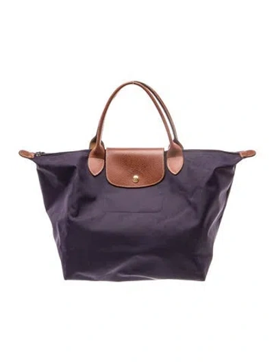 Pre-owned Longchamp Nylon Tote In Purple
