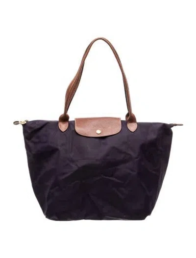 Pre-owned Longchamp Nylon Tote In Purple