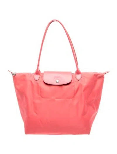 Pre-owned Longchamp Nylon Tote In Purple