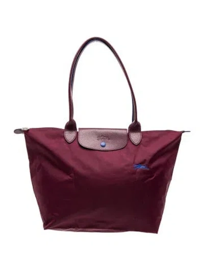 Pre-owned Longchamp Nylon Tote In Purple