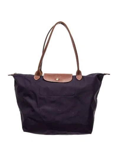 Pre-owned Longchamp Nylon Tote In Purple