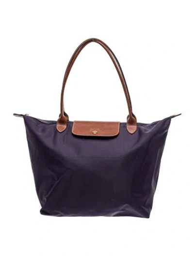 Pre-owned Longchamp Nylon Tote In Purple