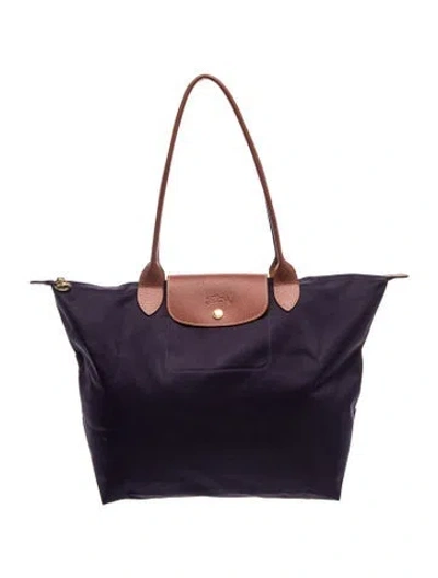 Pre-owned Longchamp Nylon Tote In Purple