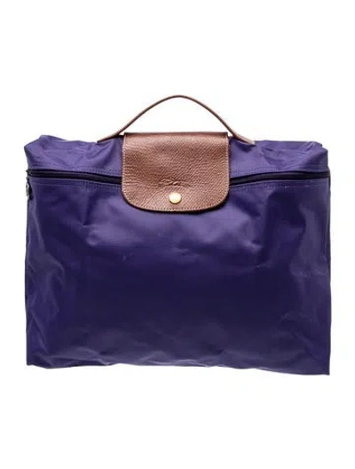 Pre-owned Longchamp Nylon Tote In Purple