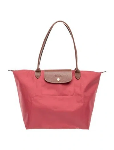 Pre-owned Longchamp Nylon Tote In Red