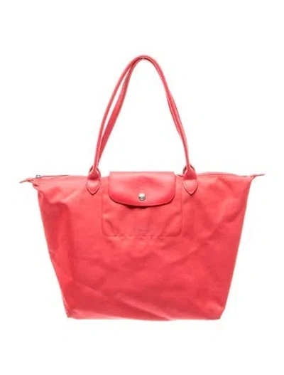 Pre-owned Longchamp Nylon Tote In Red