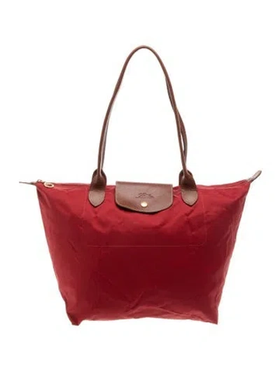 Pre-owned Longchamp Nylon Tote In Red