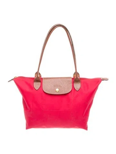 Pre-owned Longchamp Nylon Tote In Red