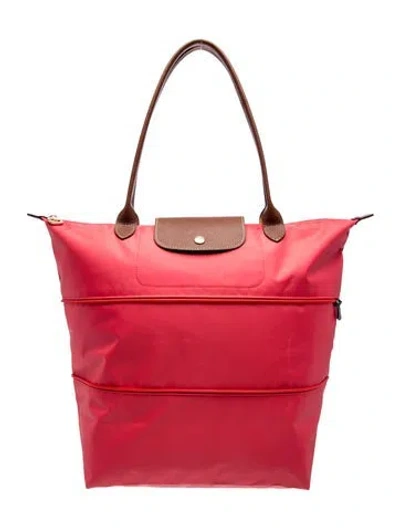 Pre-owned Longchamp Nylon Tote In Red