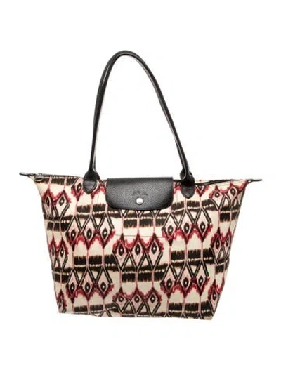 Pre-owned Longchamp Nylon Tote In Red