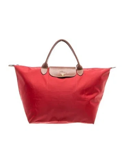 Pre-owned Longchamp Nylon Tote In Red