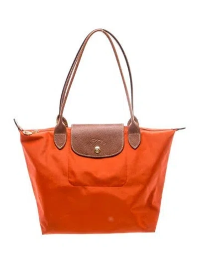 Pre-owned Longchamp Nylon Tote In Red