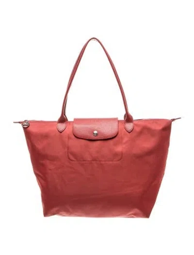 Pre-owned Longchamp Nylon Tote In Red