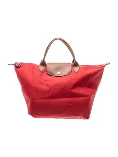 Pre-owned Longchamp Nylon Tote In Red