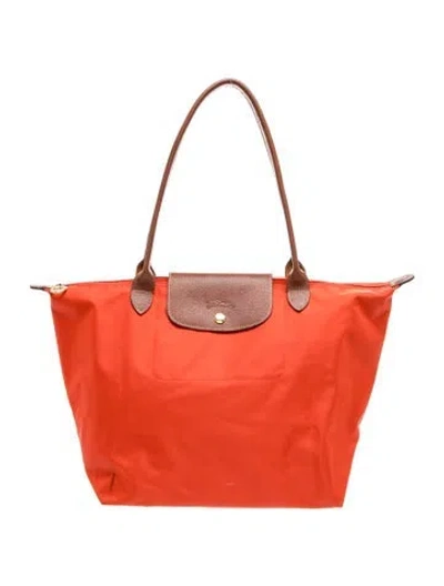 Pre-owned Longchamp Nylon Tote In Red