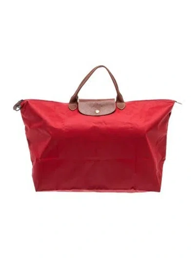 Pre-owned Longchamp Nylon Tote In Red